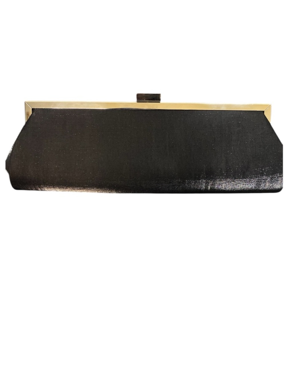 NWOT Classic Black Satin Clutch with Silver Frame